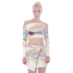 Music Notes Abstract Off Shoulder Top With Mini Skirt Set by HermanTelo