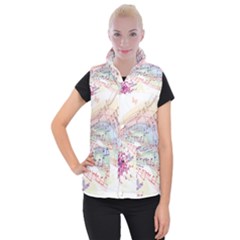 Music Notes Abstract Women s Button Up Vest