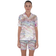 Music Notes Abstract Satin Short Sleeve Pyjamas Set