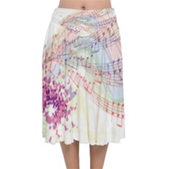 Music Notes Abstract Velvet Flared Midi Skirt by HermanTelo