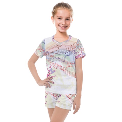 Music Notes Abstract Kids  Mesh Tee And Shorts Set by HermanTelo