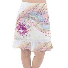 Music Notes Abstract Fishtail Chiffon Skirt