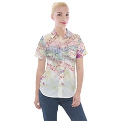 Music Notes Abstract Women s Short Sleeve Pocket Shirt