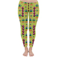 Power Can Be Flowers And Ornate Colors Decorative Classic Winter Leggings by pepitasart