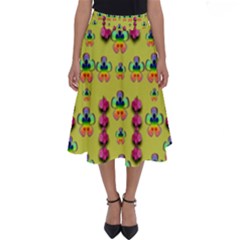 Power Can Be Flowers And Ornate Colors Decorative Perfect Length Midi Skirt by pepitasart