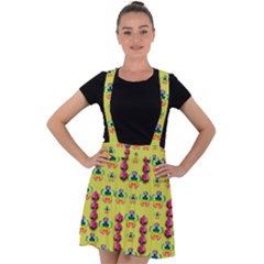 Power Can Be Flowers And Ornate Colors Decorative Velvet Suspender Skater Skirt by pepitasart