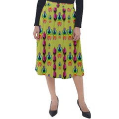 Power Can Be Flowers And Ornate Colors Decorative Classic Velour Midi Skirt 