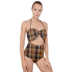 Tartan Design Scallop Top Cut Out Swimsuit by impacteesstreetwearfour