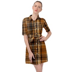 Tartan Design Belted Shirt Dress