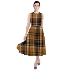 Tartan Design Round Neck Boho Dress