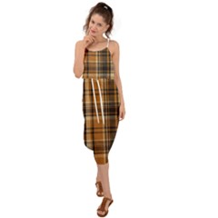 Tartan Design Waist Tie Cover Up Chiffon Dress