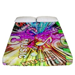 Music Abstract Sound Colorful Fitted Sheet (queen Size) by Mariart