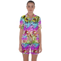 Music Abstract Sound Colorful Satin Short Sleeve Pyjamas Set by Mariart