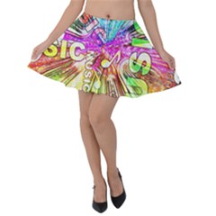 Music Abstract Sound Colorful Velvet Skater Skirt