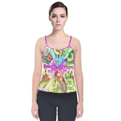 Music Abstract Sound Colorful Velvet Spaghetti Strap Top