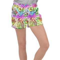 Music Abstract Sound Colorful Women s Velour Lounge Shorts