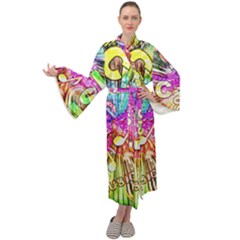 Music Abstract Sound Colorful Maxi Velour Kimono by Mariart