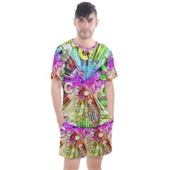 Music Abstract Sound Colorful Men s Mesh Tee And Shorts Set