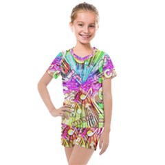 Music Abstract Sound Colorful Kids  Mesh Tee And Shorts Set