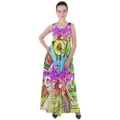 Music Abstract Sound Colorful Empire Waist Velour Maxi Dress