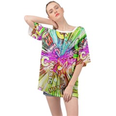 Music Abstract Sound Colorful Oversized Chiffon Top by Mariart