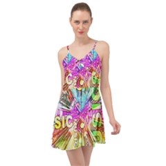 Music Abstract Sound Colorful Summer Time Chiffon Dress by Mariart