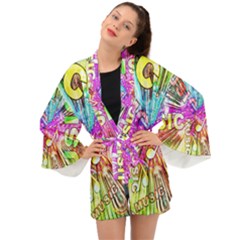 Music Abstract Sound Colorful Long Sleeve Kimono