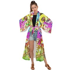 Music Abstract Sound Colorful Maxi Kimono by Mariart