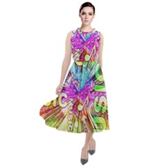 Music Abstract Sound Colorful Round Neck Boho Dress