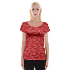 Background Abstraction Red Gray Cap Sleeve Top