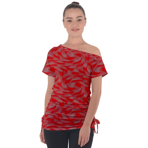 Background Abstraction Red Gray Tie-up Tee by HermanTelo