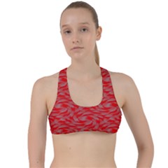 Background Abstraction Red Gray Criss Cross Racerback Sports Bra by HermanTelo