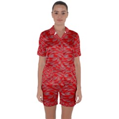 Background Abstraction Red Gray Satin Short Sleeve Pyjamas Set by HermanTelo