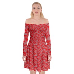 Background Abstraction Red Gray Off Shoulder Skater Dress