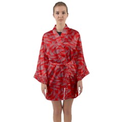 Background Abstraction Red Gray Long Sleeve Satin Kimono by HermanTelo