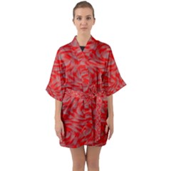 Background Abstraction Red Gray Half Sleeve Satin Kimono  by HermanTelo