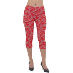 Background Abstraction Red Gray Lightweight Velour Capri Leggings 