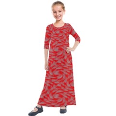 Background Abstraction Red Gray Kids  Quarter Sleeve Maxi Dress