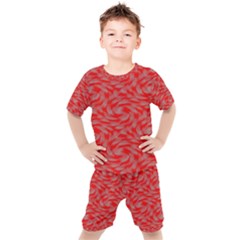 Background Abstraction Red Gray Kids  Tee And Shorts Set