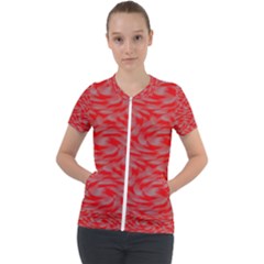 Background Abstraction Red Gray Short Sleeve Zip Up Jacket