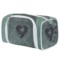 Elegant Heart With Piano And Clef On Damask Background Toiletries Pouch