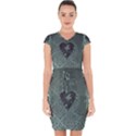 Elegant Heart With Piano And Clef On Damask Background Capsleeve Drawstring Dress  View1