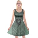 Elegant Heart With Piano And Clef On Damask Background Reversible Velvet Sleeveless Dress View1