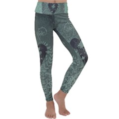 Elegant Heart With Piano And Clef On Damask Background Kids  Lightweight Velour Classic Yoga Leggings by FantasyWorld7