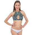 Elegant Heart With Piano And Clef On Damask Background Cross Front Halter Bikini Top View1