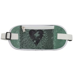 Elegant Heart With Piano And Clef On Damask Background Rounded Waist Pouch