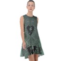 Elegant Heart With Piano And Clef On Damask Background Frill Swing Dress View1