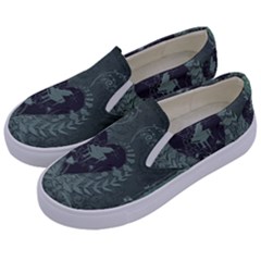 Elegant Heart With Piano And Clef On Damask Background Kids  Canvas Slip Ons