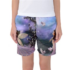 Little Fairy With Dove Women s Basketball Shorts by FantasyWorld7