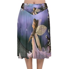 Little Fairy With Dove Velvet Flared Midi Skirt by FantasyWorld7